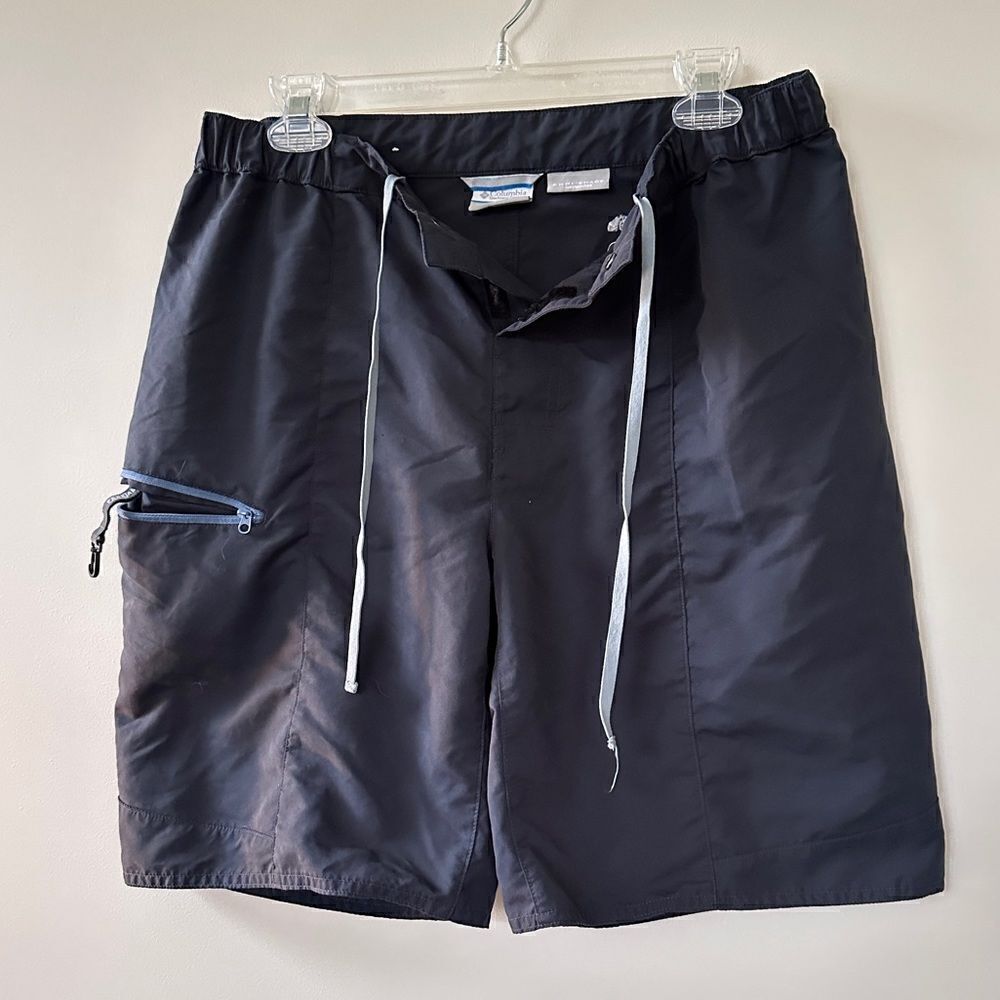 Columbia Omni Shade Board Shorts Mens Medium Elastic Waist Zip Pocket Navy - Picture 3 of 12
